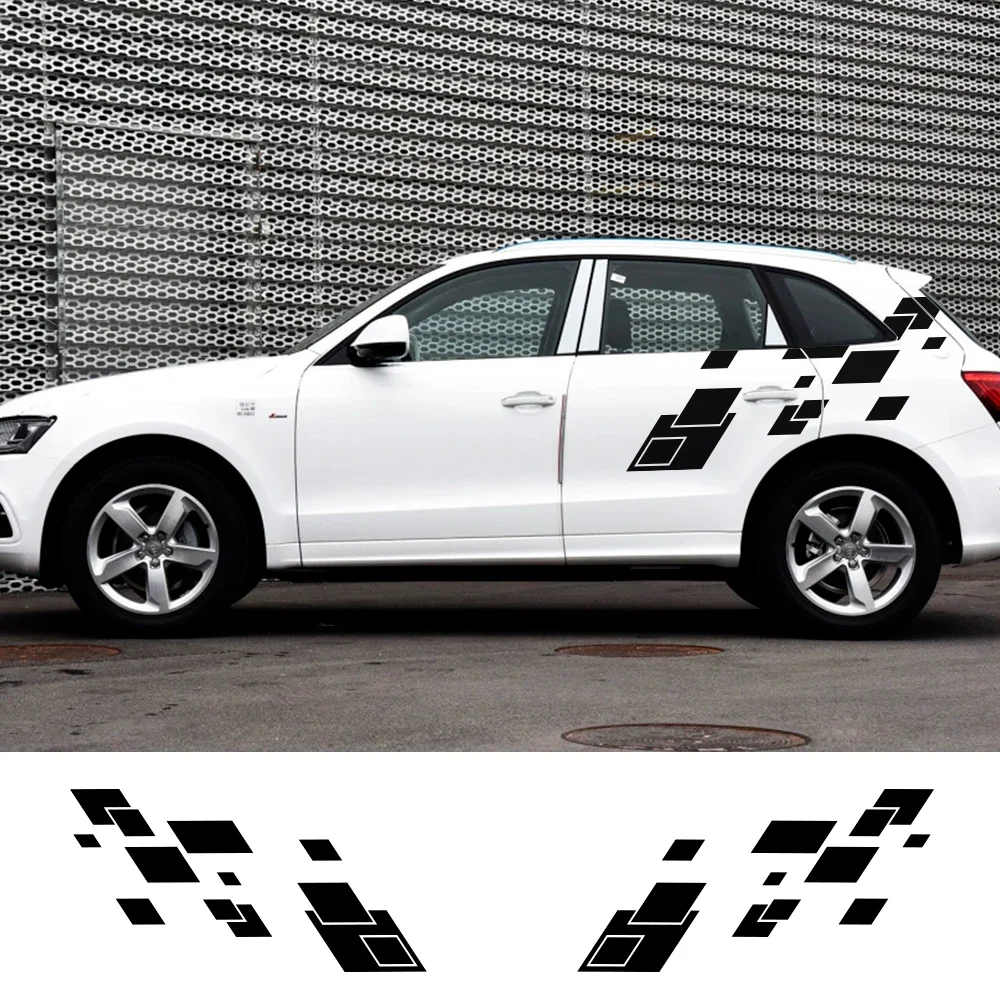 For Audi A3 8P 8V A4 B6 B8 B7 A6 C5 C6 C7 A5 A7 A8 Q5 Q7 Q1 Q3 Car Door Side Lattice Stickers Auto Tail Vinyl Decals Accessories