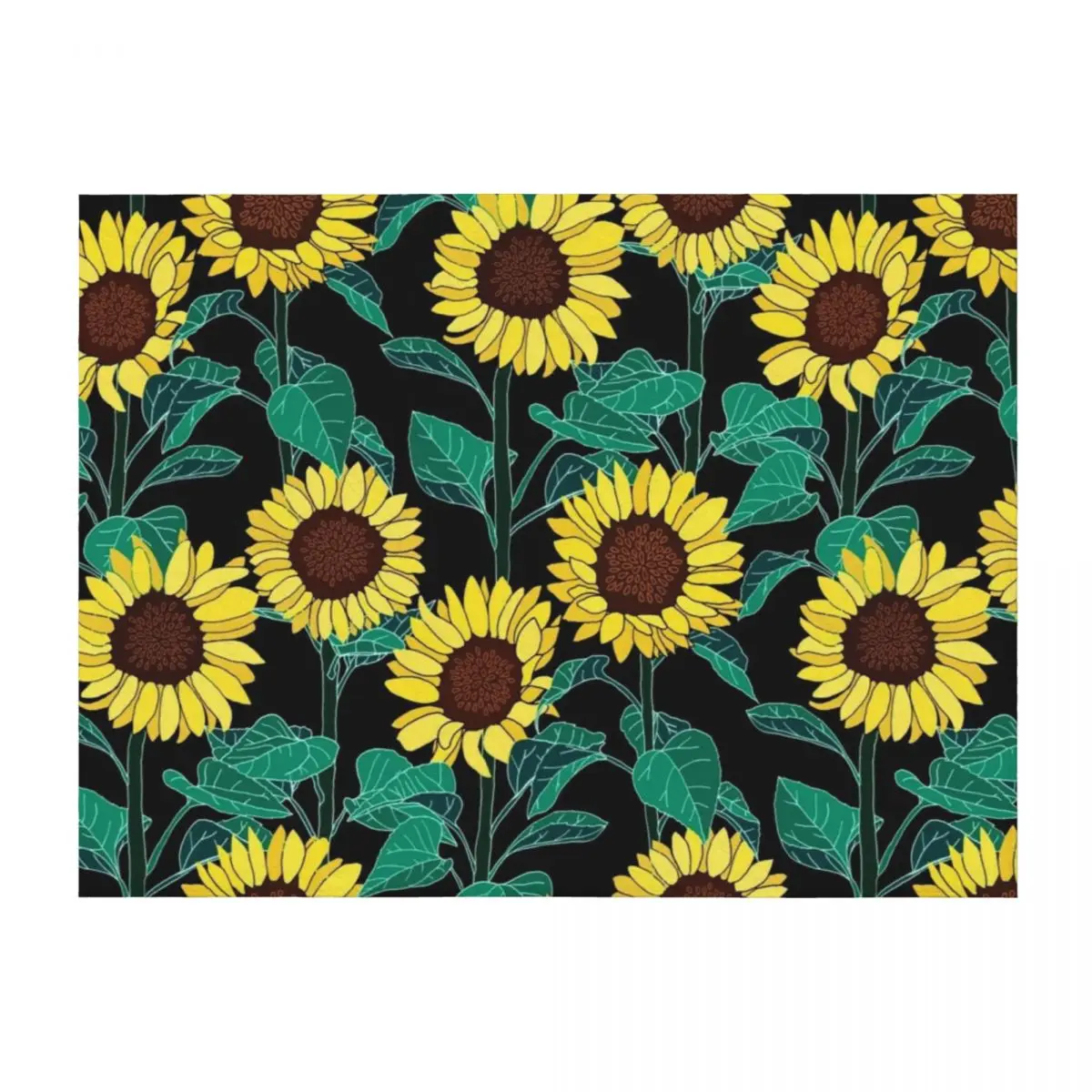 

Sunny Sunflowers - Black Throw Blanket Thermals For Travel Personalized Gift Stuffeds funny gift Blankets