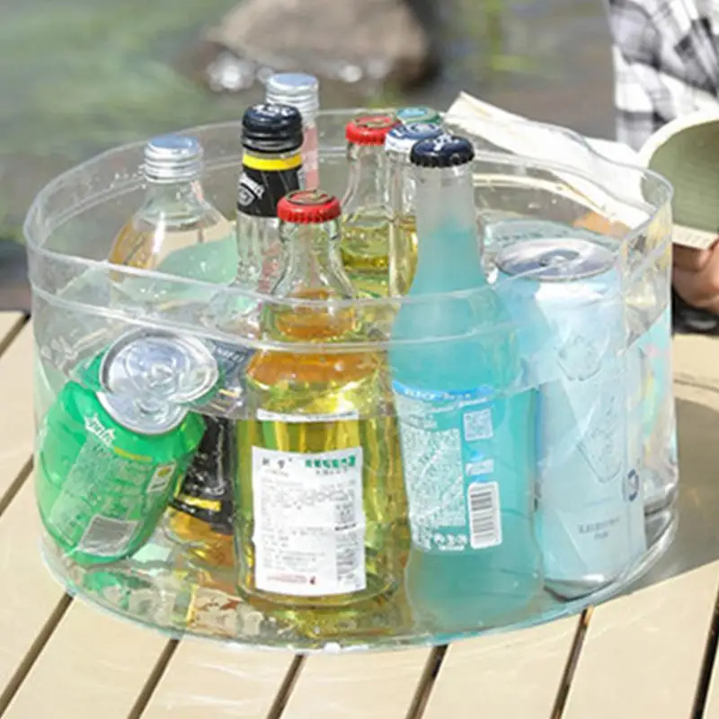 Foldable transparent Bucket Picnic Fruit Basket Portable Clear Water Basins Food Storage Container for Camping Hiking Fishing