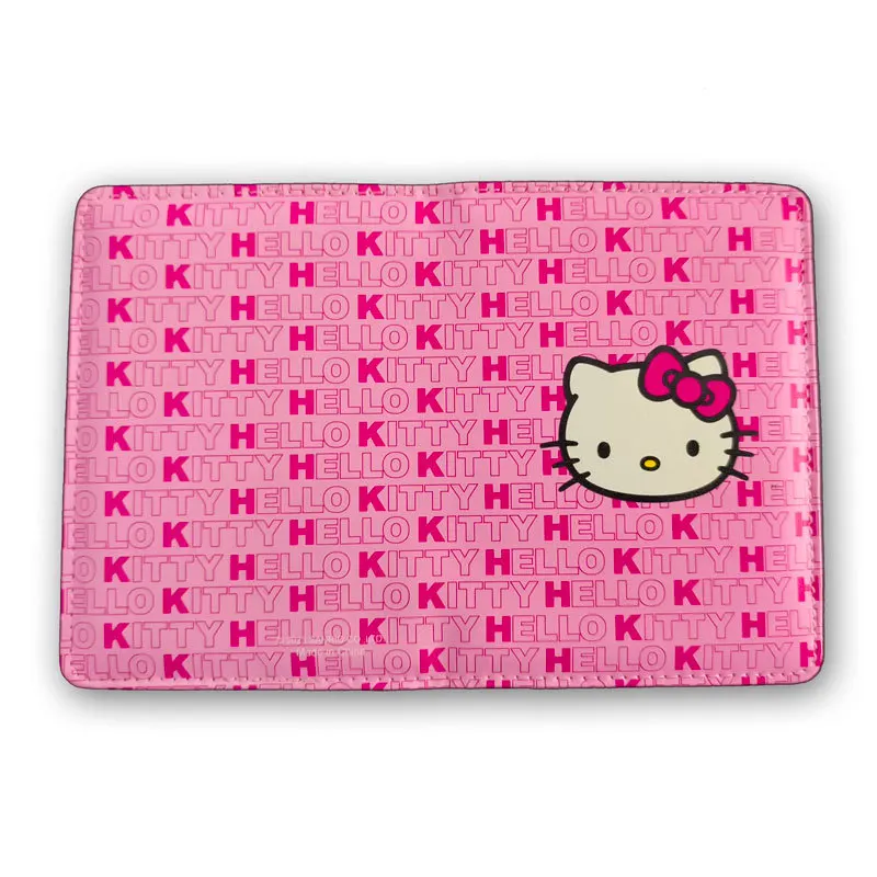 Hello Kitty Anime Kawaii pasaporte titular moda Pu cuero cubierta protectora de documentos mujeres cartera regalos funda de tarjeta antimagnética