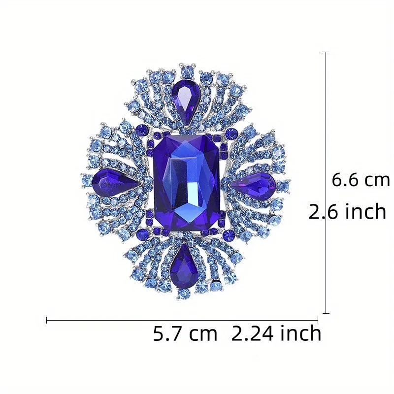 Luxury Exaggerated Rhinestone Cross Brooch Pin for Women Men Exquisite Classic Party Banquet Badges