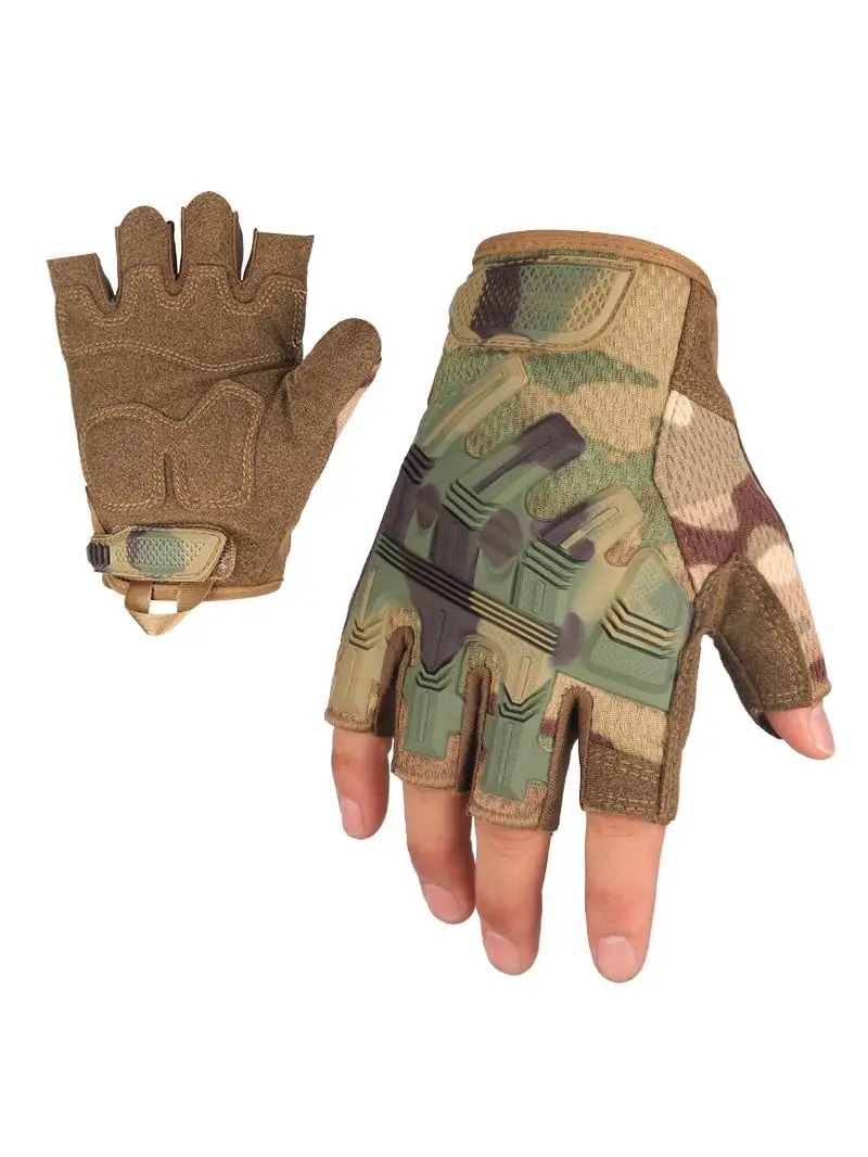 AliExpress NONE Tactical Half Finger Gloves Outdoor Sport Cycling Hunting Shooting Camping Hiking Combat Bicycle Non-slip Shock-proof Gear Men