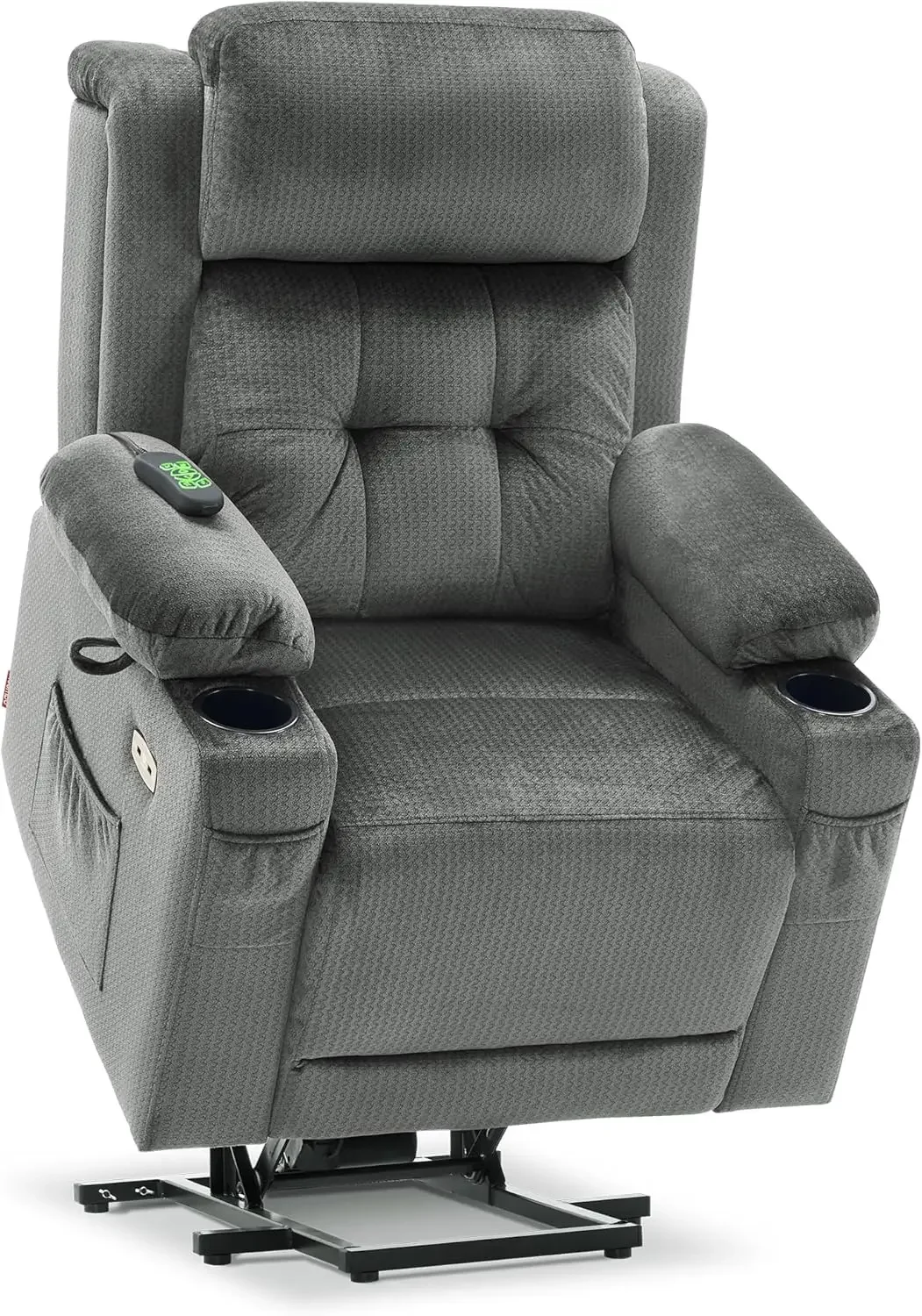 

Medium Power Lift Recliner Chair with Massage and Heat for Elderly People,Adjustable Headrest, Infinite Position, USB Ports,Grey