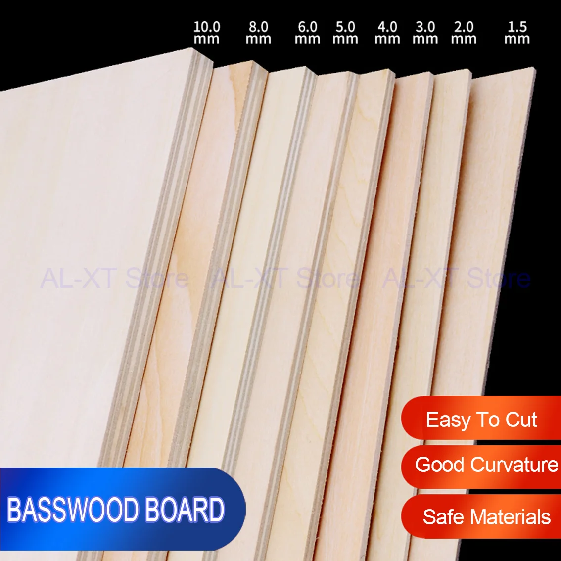 Tablero de tilo personalizado, espesor de 1,5mm/2mm/3mm/4mm/5mm/6mm/8mm/10mm, Material de hoja para accesorios de tallado de construcción de modelos DIY