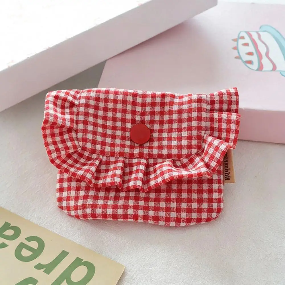 Cute Checkered Pocket Purse for Women Portable Storage Bag for Cash, Cards, Sanitary Napkins & Small Essentials for Girls Gifts view 2