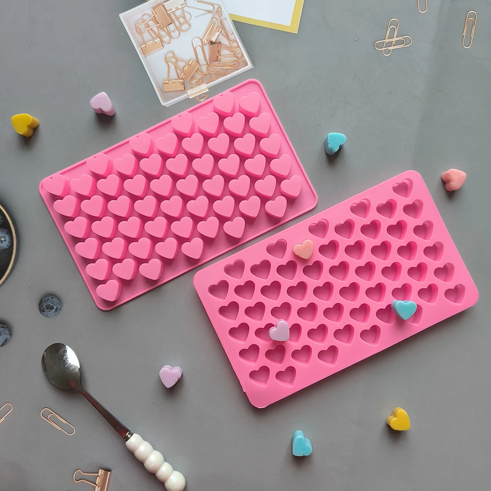 1pc 55 Holes 3D Ice Cube Tray Mini Heart Silicone Mold Chocolate Fondant Mould Pastry Jelly Biscuit Baking Cake Decoration Tools