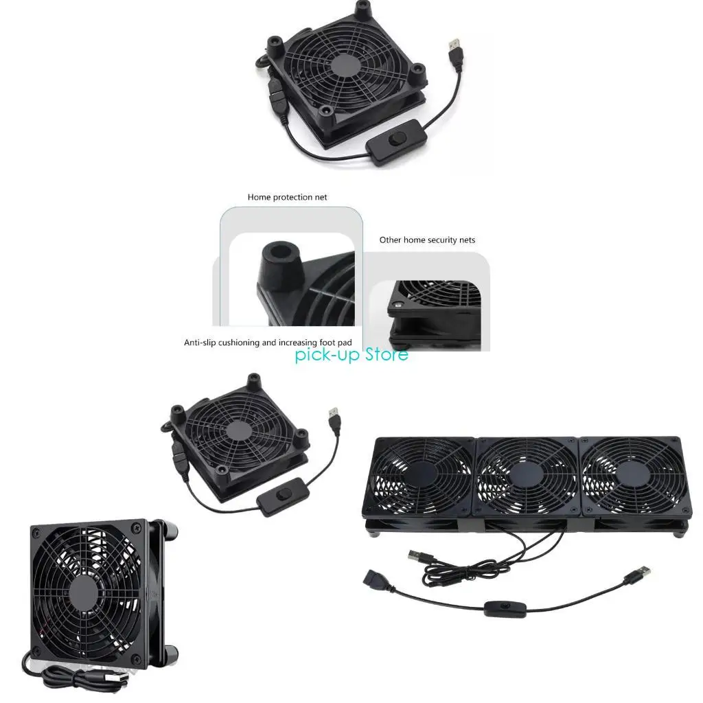 

Q5WA DC5V USB Cooling Fan 120mm with Switch for Home Office Networking Equipment, Sound Video Cabinets, Gaming PC, and Laptop