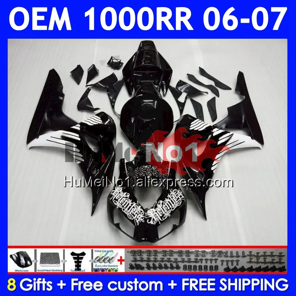 100% Fit Injection For HONDA CBR 1000 RR CC 1000RR 1000CC 60No.185 CBR1000 RR CBR1000RR Glossy black 2006 2007 06 07 OEM Fairing