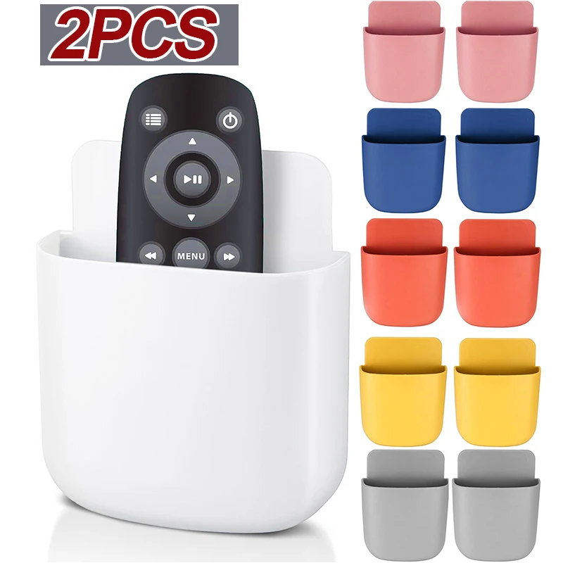

2PCS Wall Mounted Storage Box Mobile Phone Plug Holder Stand Rack Remote Control Storage Organizer Case For Air Conditioner TV