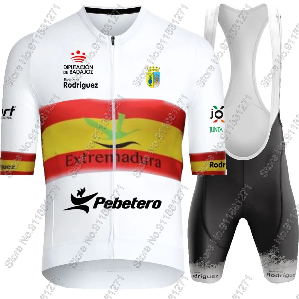 إسبانيا إكستريمادورا بيبيتيرو 2026 طقم جيرسي لركوب الدراجات بأكمام قصيرة ملابس إسبانا قمصان ركوب الدراجات على الطرق بدلة شورتات الدراجة الجبلية مايوه