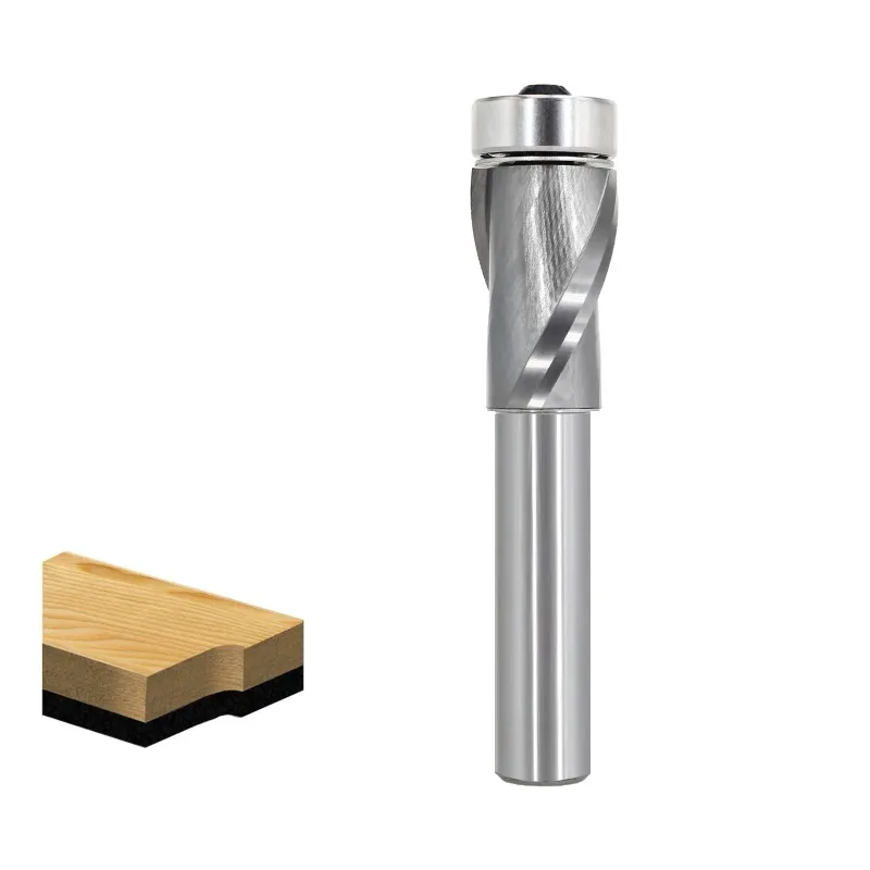 1/2" Shank Solid Carbide Upcut Flush Trim Router Bits End Bearing for Wood Template Pattern Trimming Two Flute -