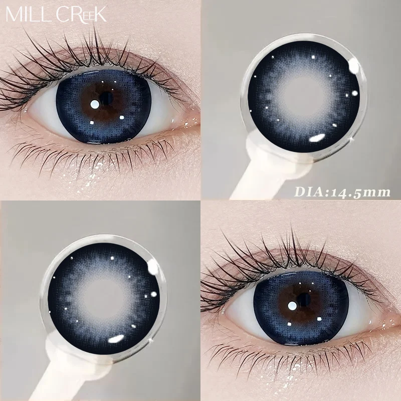 MILL CREEK 2 Stück jährliche neue blaue Kontaktlinsen, farbig mit verschreibungspflichtigen koreanischen Studenten, Schönheit, Schüler, Kosmetik, Mode, Kontakte
