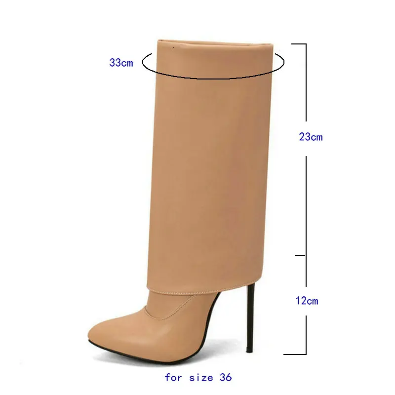 2022 Women Mid Calf Boots Pointed Toe Thin High Heel Ladies Short Boots PU Leather Side Zipper Sexy Women\'s Boots Plus Size 43