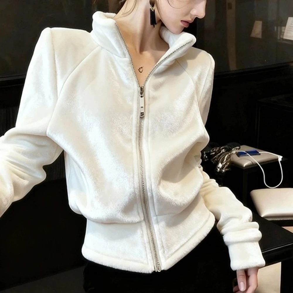 

Gray velvet jacket women's 2025 new autumn and winter high-end and fashionable, super good-looking small fragrant top