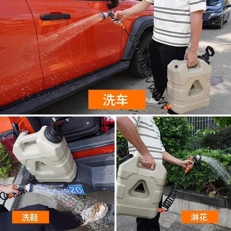 

Durable Air Pump 5.5 Gallon Camping Bucket Portable Water Storage Tank Large Capacity 21L Bucket with Shower with Air Pump