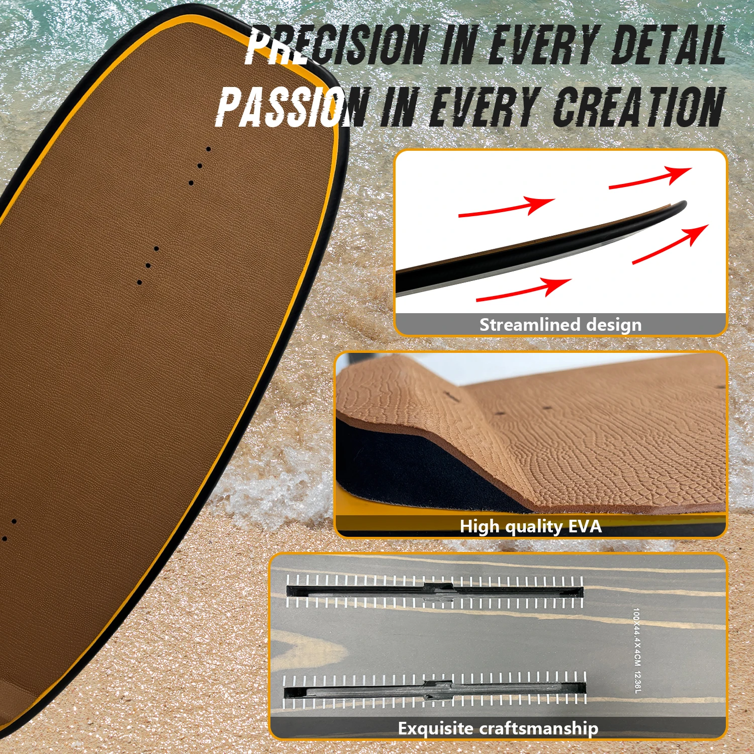 ปีกกระดานโต้คลื่นไฮโดรฟอยล์คาร์บอนน้ำหนักเบา 100 ซม. สำหรับเล่นน้ำทะเล กระดานโต้คลื่นขนาดเล็กแบบปั๊มลม