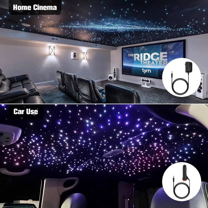 32w Twinkle 800pcs 0.03in 13.1ft Bluetooth RGBW LED Fiber Optic Star Ceiling Light,APP/Remote Music Mode Headliner Light