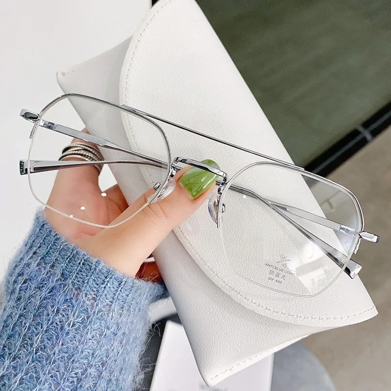Rechteckige Business-Brille mit Halbrahmen, photochrome Anti-Strahlungs-Brille – Detail 4