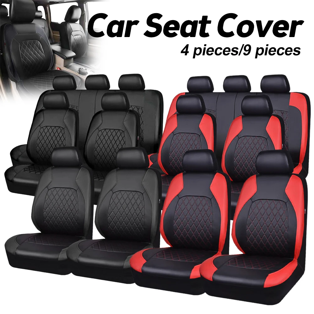 Universal Car Seat Cover Set PU Leather Full Surrounded Cushion Protector Pad Anti-Scratch Fit Sedan Suv Pick-up Seat Cushion