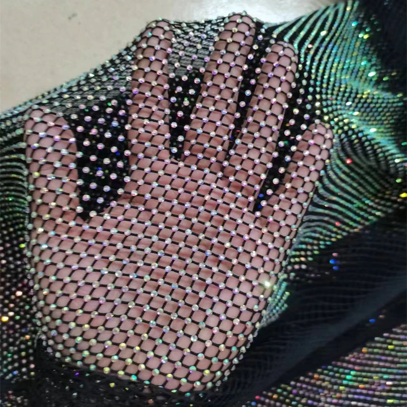 Damen Strass-Netz-Tanktop mit AB-Kristallen, ärmelloses, transparentes Überwurf-Oberteil für Nachtclub, Party, Festival, Weste, Kleid für Damen – Detail 10