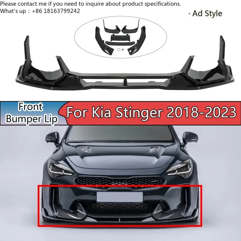 

For Kia Stinger 2018-2023 A Set Of Front Bumper Lip Ad Style Car Accessories Carbon Fiber Painted Glossy Black Body Kit