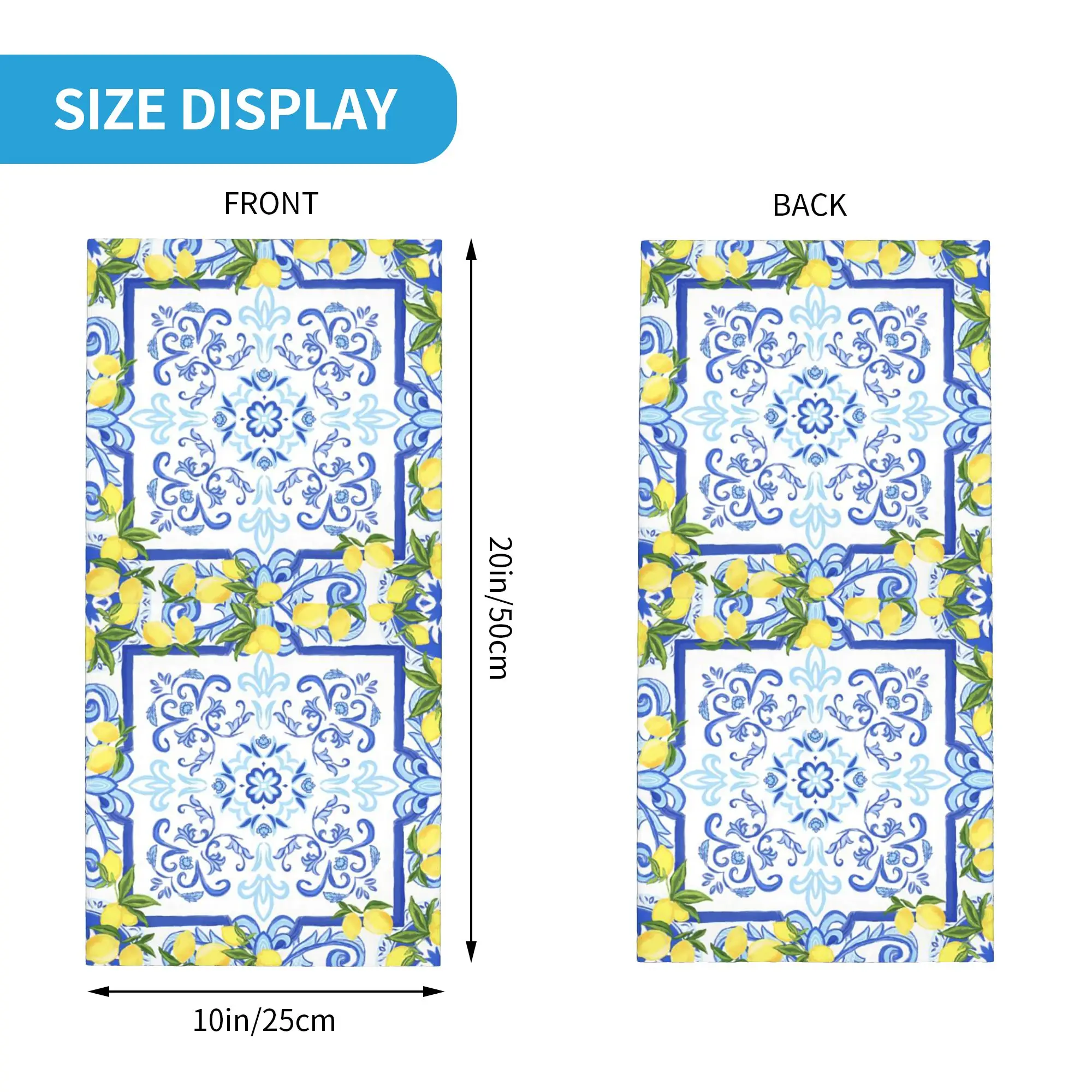 Mediterranean  Tiles Italian Oranges Lemons And Citrus Fruit Bandana Neck Cover Printed Face Scarf Headband Hiking Fishing