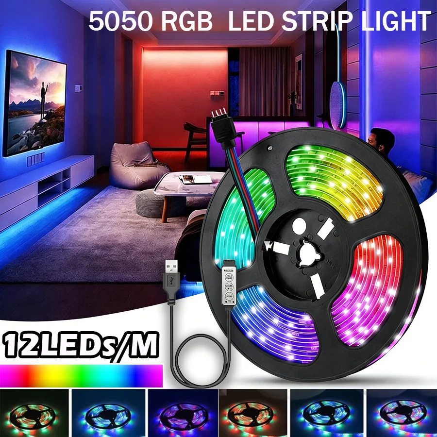 RGB LED Strip Lights for Indoor/Christmas, Party, Gaming Room, Bedroom, Tree Decorations,5V USB Home Decor Lighting, Led Lights