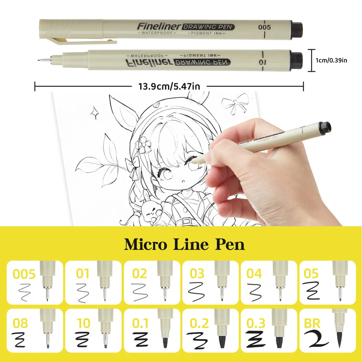 12 قطعة/المجموعة Fineliner أقلام الرسم قلم تحديد مانغا حروف أقلام رسم فني المجلات المائية اللوازم المدرسية القرطاسية #2