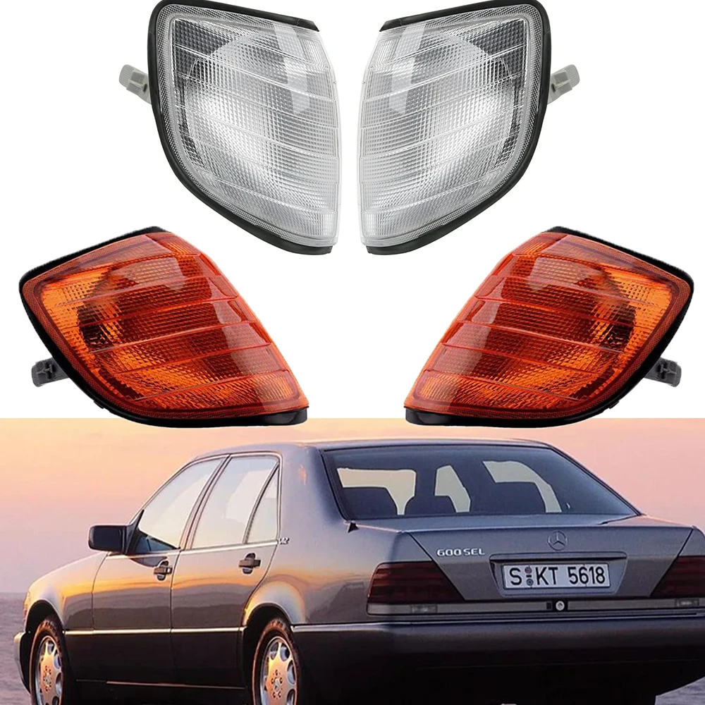 

1pair Side Front Turn Signal Light Cover Corner Lamp No Bulb Orange Clear For Benz S-Class W140 1991-1998 1408260543 1408260643