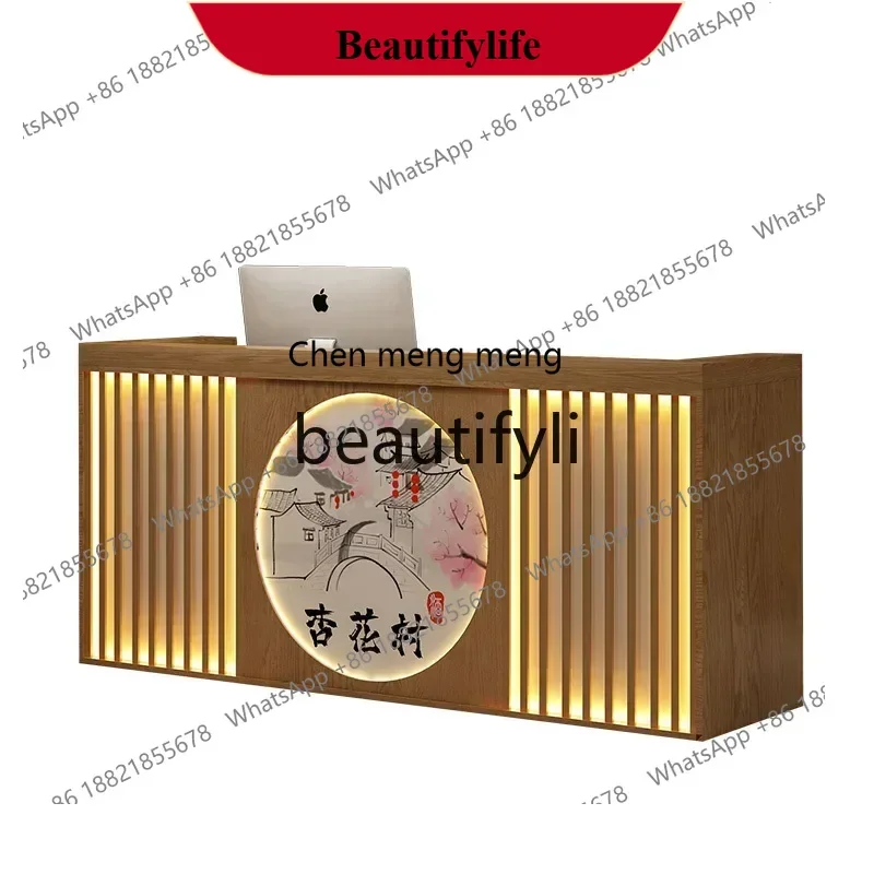 

D178 Retro new Chinese bar table checkout page front desk cabinet reception foot bath Caier leisure club training