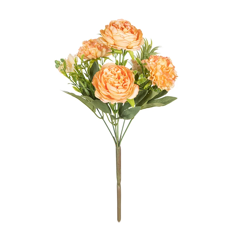 6 Stück Künstliche Blumen Chrysanthemen Pfingstrosen Festival-Accessoire Heimdekoration Hochzeitskranz Brautstrauß Gartendekoration – Detail 10