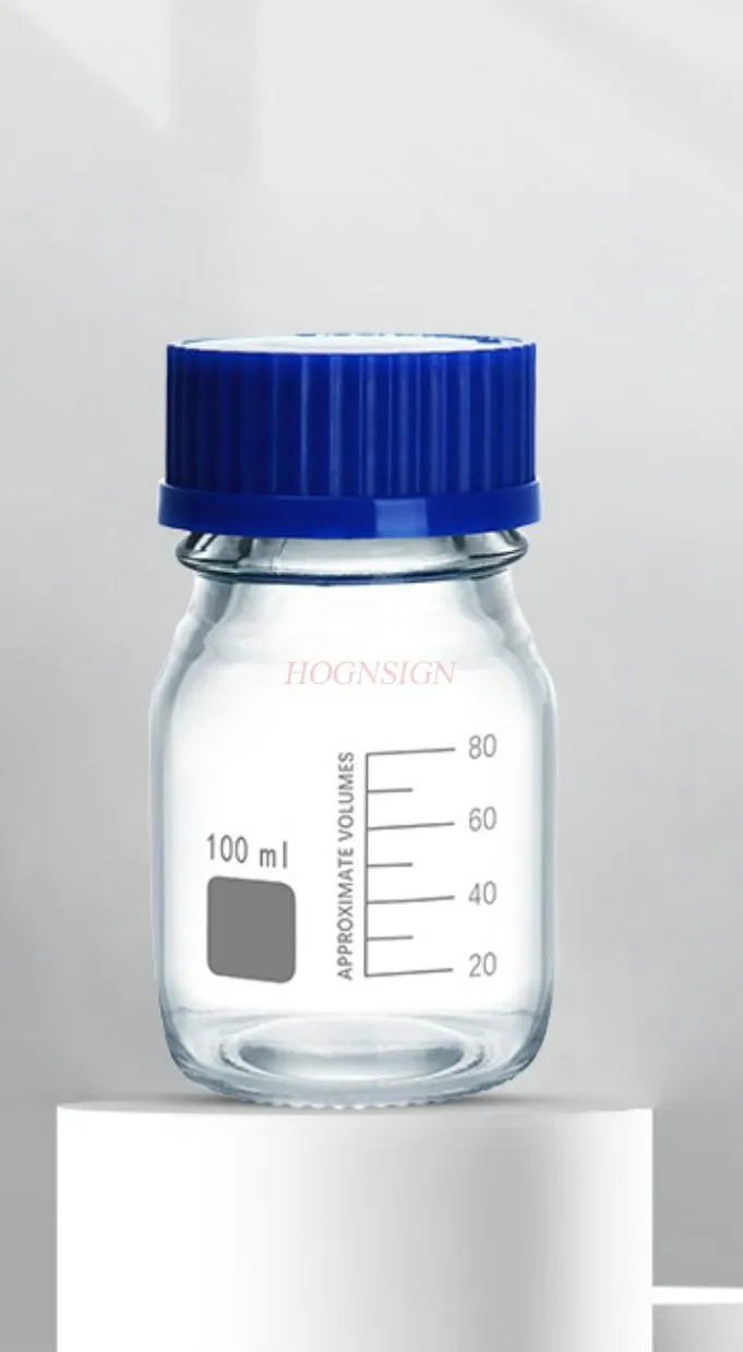 100ml Glass Graduated Reagent Bottle with Blue Screw Cap Laboratory Chemical Agent Bottle Liquid Storage Containers Jar Pot