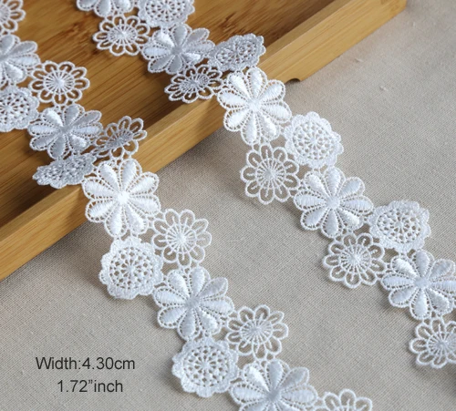 1Yard Wide: 4.3cm Polyester Silk Lace Bar Code Flower Embroider Water-Soluble Clothing Sewing Accessories(ss-2152)