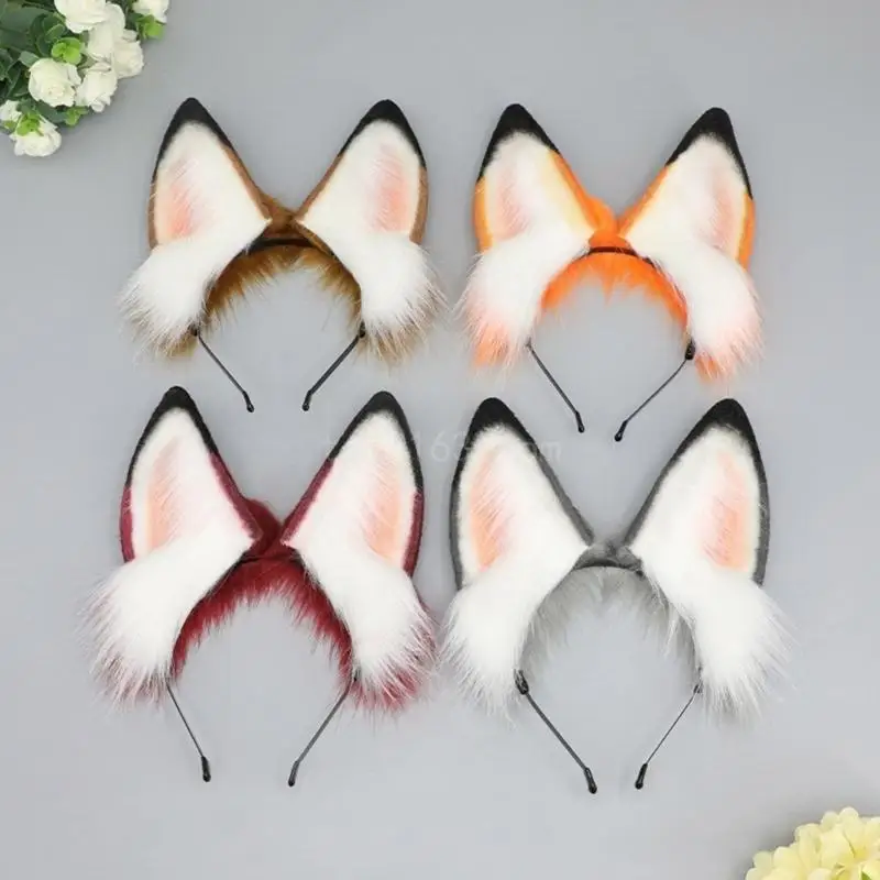 

FauxFurs Ear Hairhoop for Women Party Hairband Animation Headband Party Costume Girl Female Cosplay Headpieces