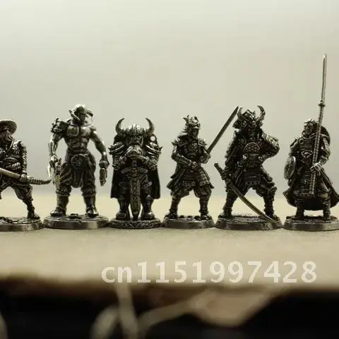 Vintage Solid Copper Japanese Shogunate Samurai Soldier Figurines Miniatures Model Statue Desktop Ornament Decorations