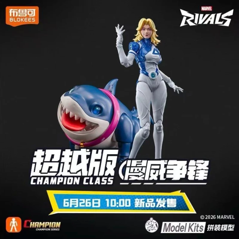 New Blokees Marvel Rivals Series Champion Class Invisible Woman Action Jeff Landbound Shark Figures Movable Model Assembled Gift