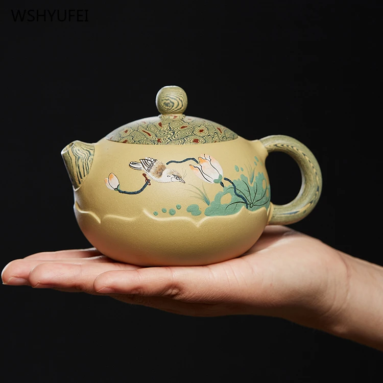 

Yixing dark-red enameled pottery teapot Pure handmade teapot Original ore section mud West Shi pot 1pcs tea pot 300ml