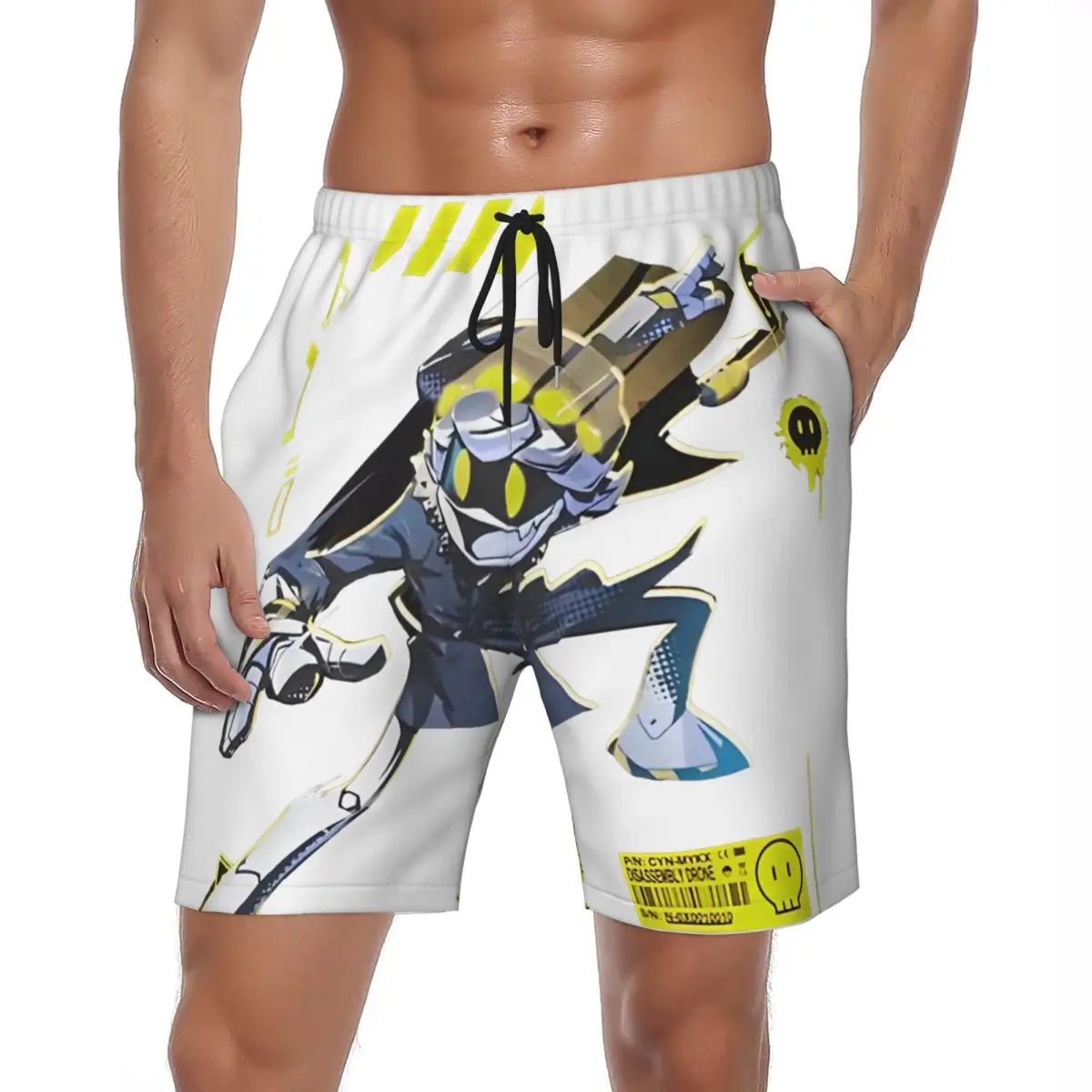 ฆาตกรรม Drones Uzi กางเกงขาสั้นฤดูร้อนการ์ตูนอะนิเมะกีฬาสั้นกางเกงผู้ชาย Fast Dryid ฮาวายขนาดใหญ่กางเกงชายหาด