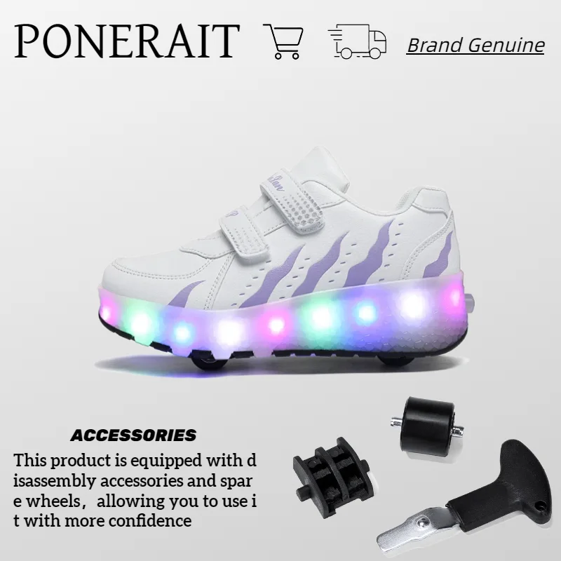 Kid Roller Skate Shoes Spring Casual Sports Children 4 Wheels Sneakers Boys Girls Luminous Wheel Sneaker Gift Game Toys Footwear