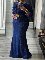 Party Evening Dresses Luxury Diamond Mermaid Gown For Women Africa Clothes Wedding Prom Elegant Bodycon Long Robe Kaftan Abayas