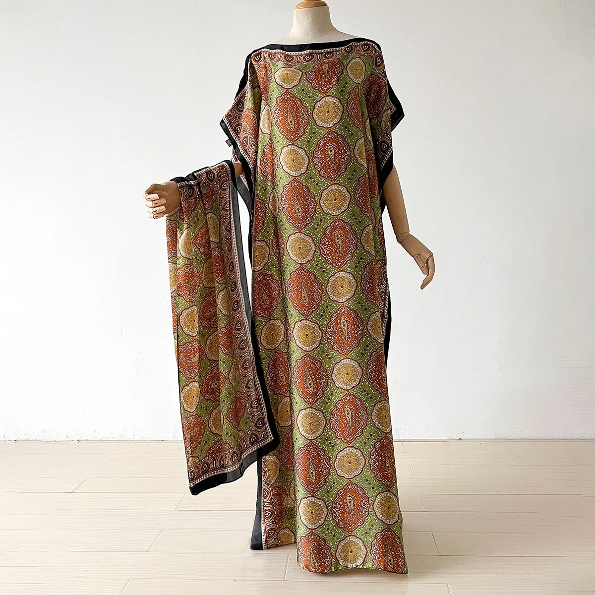 2026 Women Summer Short Sleeve Dress Plus Size Elegant African Dress for Women Formal Events Kaftan Dress Scarf Robe turban suit - view 2