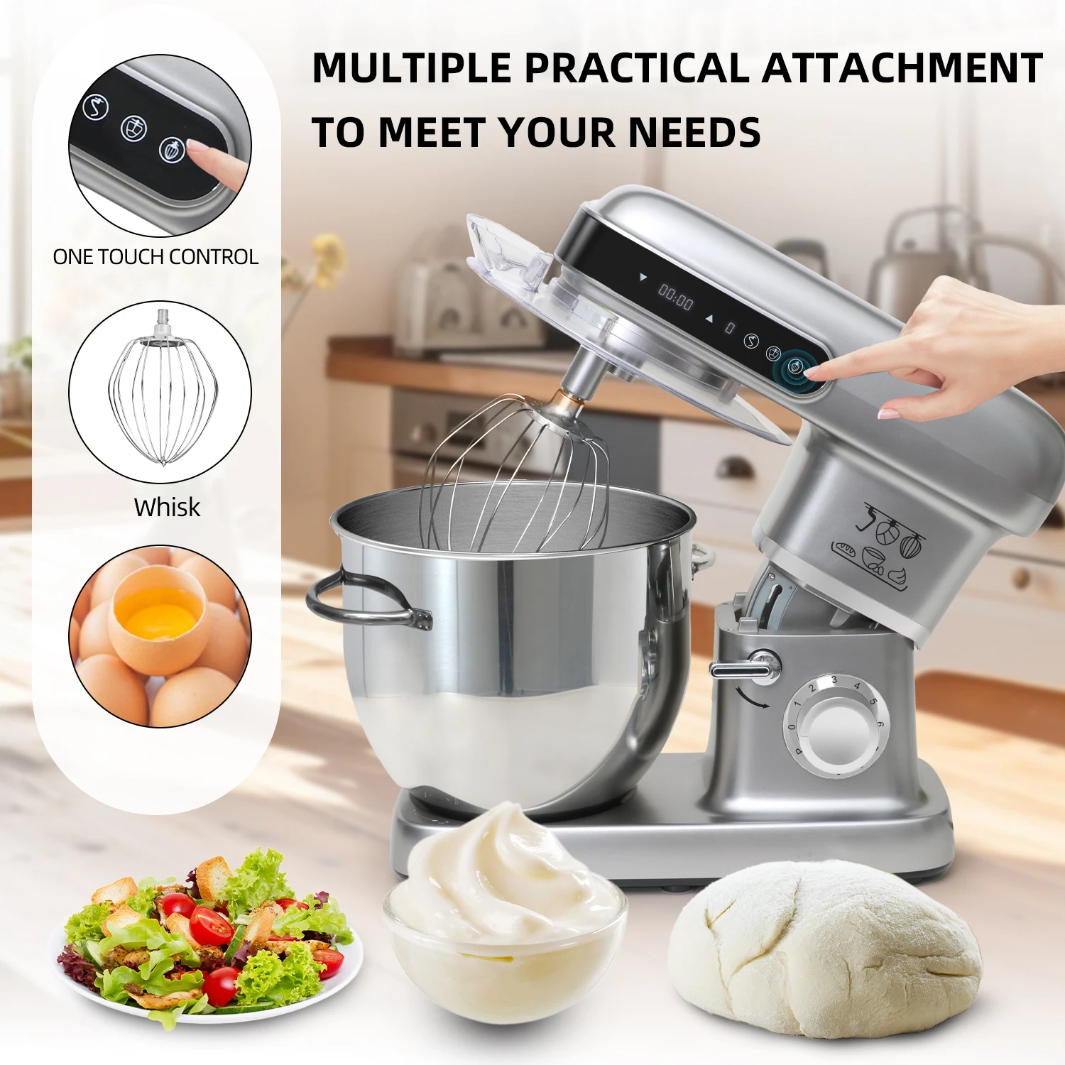Cheftronic Small Kitchen Electrical Appliances 10L 2200W High Power Stand Mixer Electricity Cake Mixer Kitchen Robot