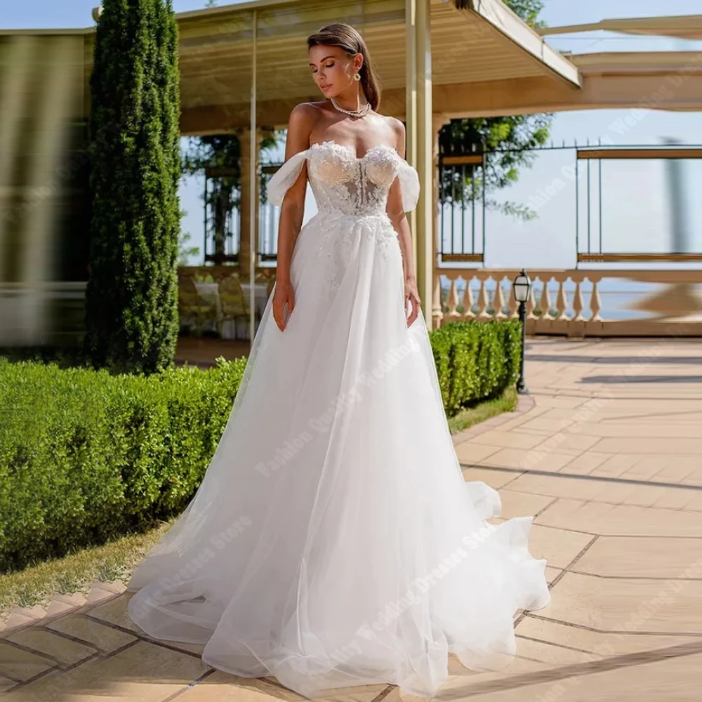 

2025 Sweetheart Collar Tulle Women Wedding Dresses Elegant Sleeveless Backless Bridal Gowns Princess Vestido De Novia Customized