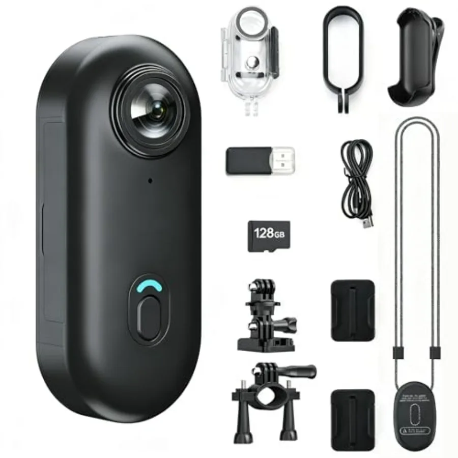 

4K Mini Body Camera 128GB Wearable Magnetic Clip-On Camera 150 Wide Angle POV WiFi App Live View Waterproof Case Helmet Bike Mo
