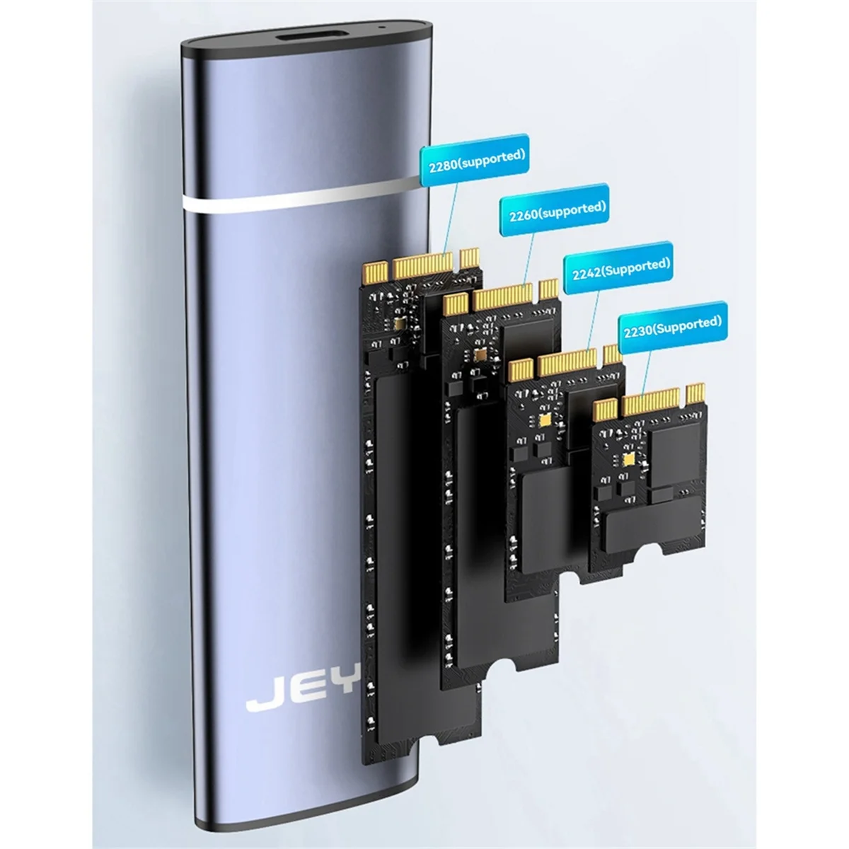 ABJU M.2 NVME SSD Enclosure Adapter USB 3.2 Gen 2 (10 Gbps) External Case Supports 2230/2240/2260/2280 SSDs