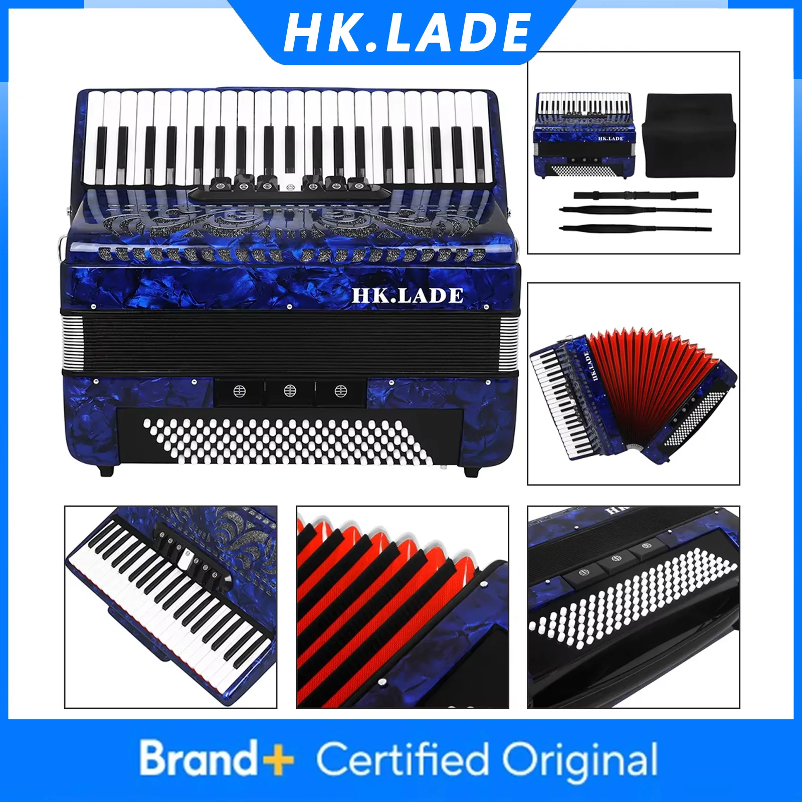 

HK.LADE AH-40 41 Keys 120 Bass Accordion Multiple-voice Accordion with Bag Keyboard Instrument for Grading Performance/Teaching