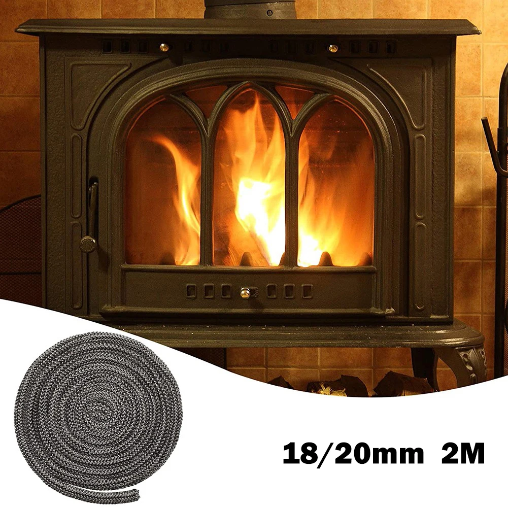 Sello de cuerda de fibra de vidrio, cuerda de sellado de 18/20mm, piezas de estufas, resistente a la temperatura, cable de junta de chimenea negro de alta calidad