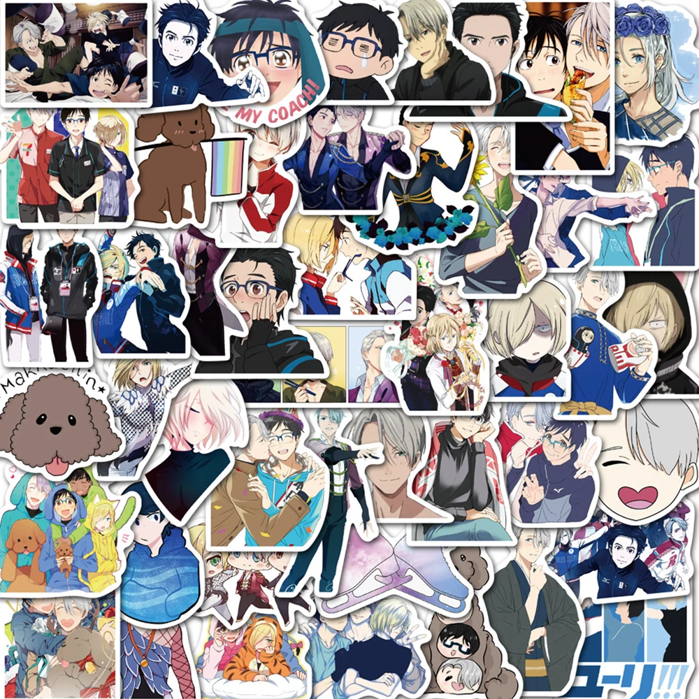 

10/30/50pcs Yuri On Ice Anime Stickers Yuri Katsuki Victor Nikiforov Yuri Plisetsky Cartoon Sticker Suitcase Helmet Laptop Decal