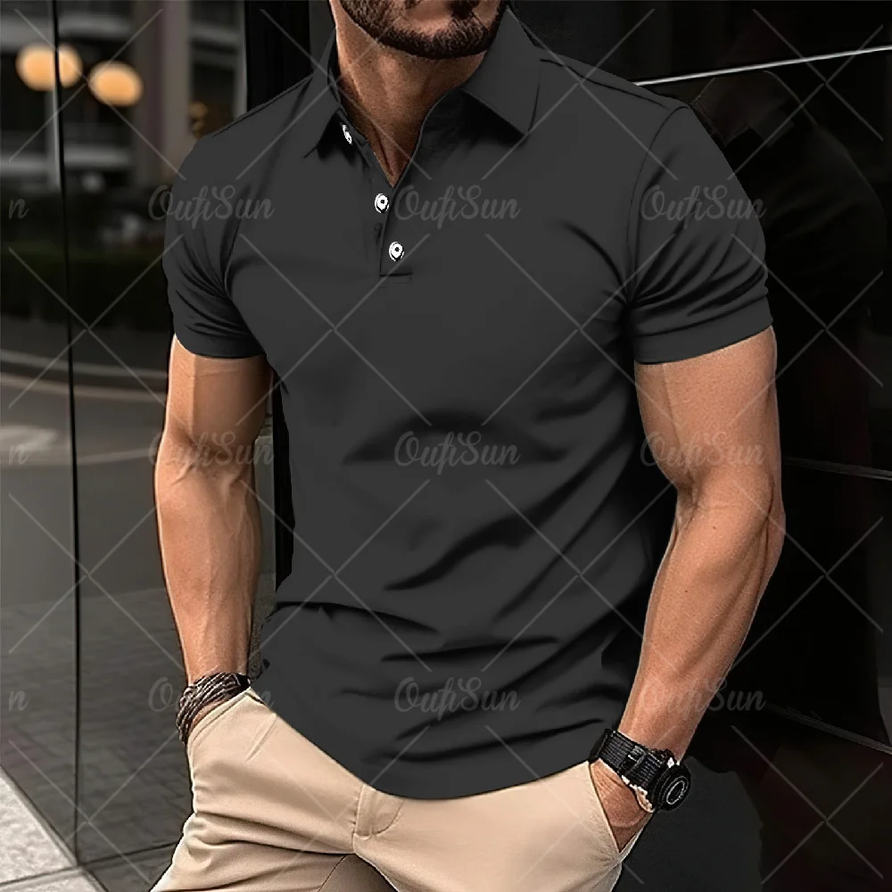 Solid Color Men\'S Polo Shirt High Quality 3d Print T-Shirt Summer Casual Short Sleeve Tops Oversized Polo Shirts Male Clothing