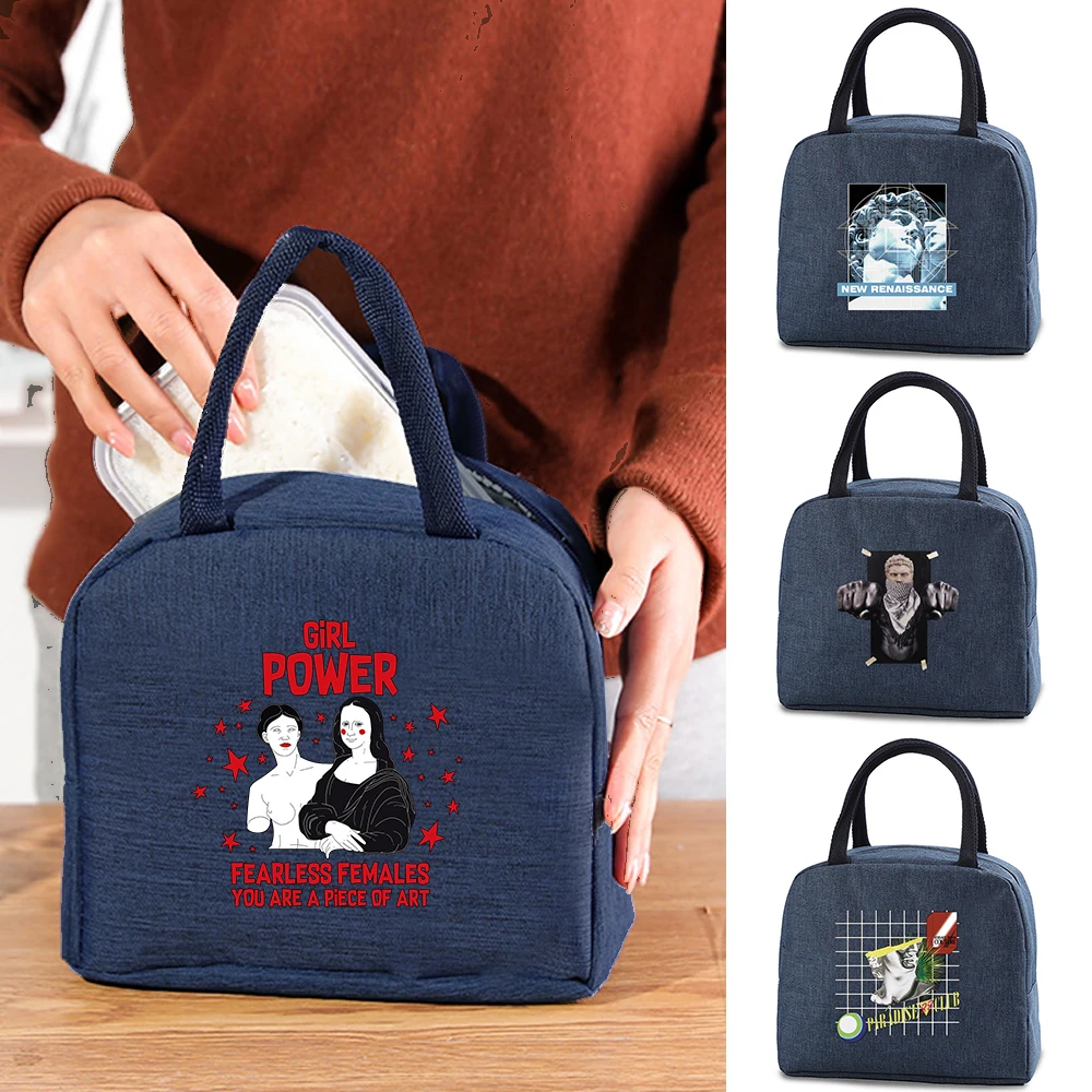 

Men Women Large Capacity Outdoor Travel Picnic Bag Insulated Canvas Bento Business Waterproof Portable Travel Lunch Box